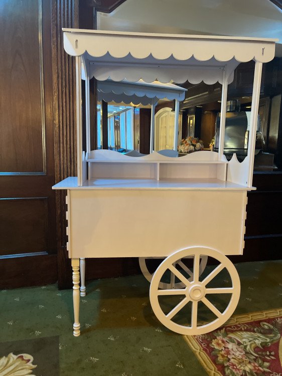 Large White Candy Cart Kappel Party Rentals LLC Hicksville NY